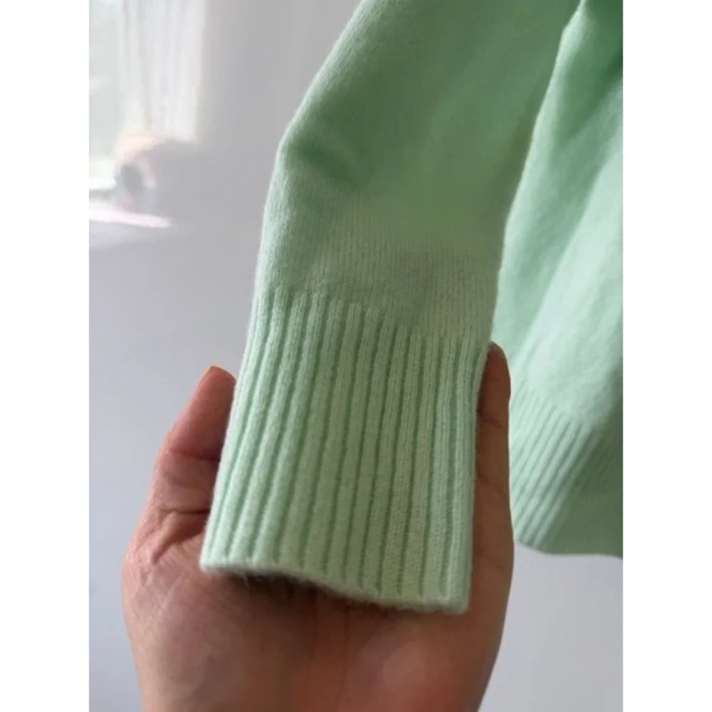 Charter Club 100% Cashmere Mint Green Quarter Zip Sweater Size L - Picture 9 of 10